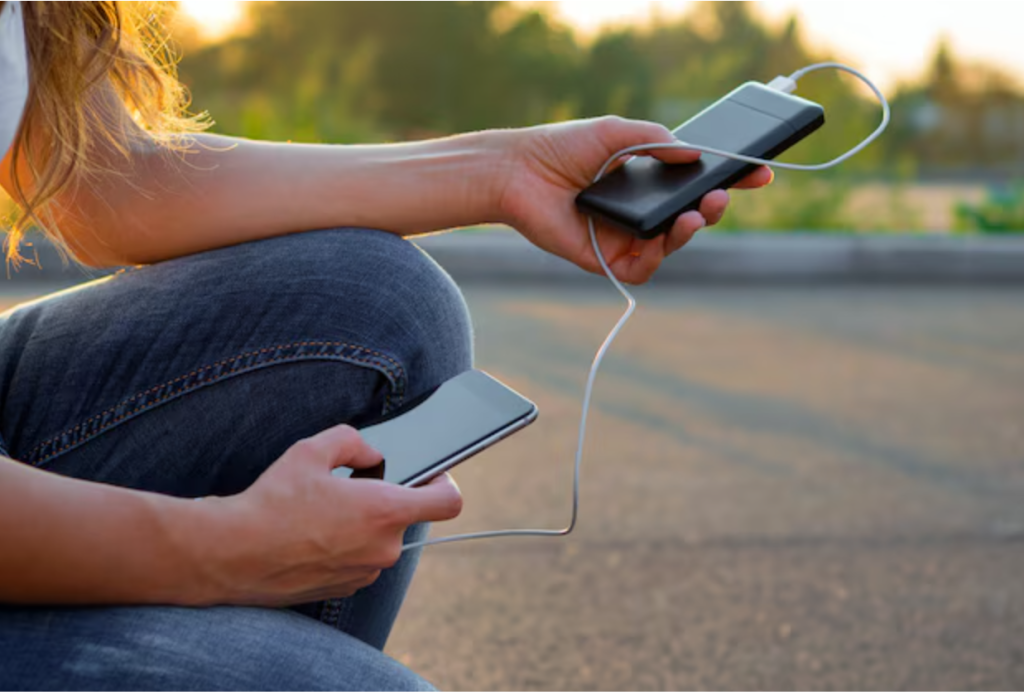 woman with power bank