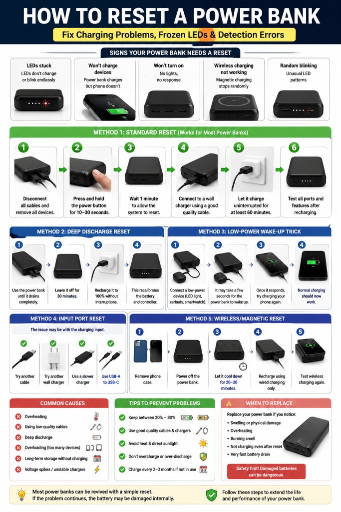how to reset a power bank